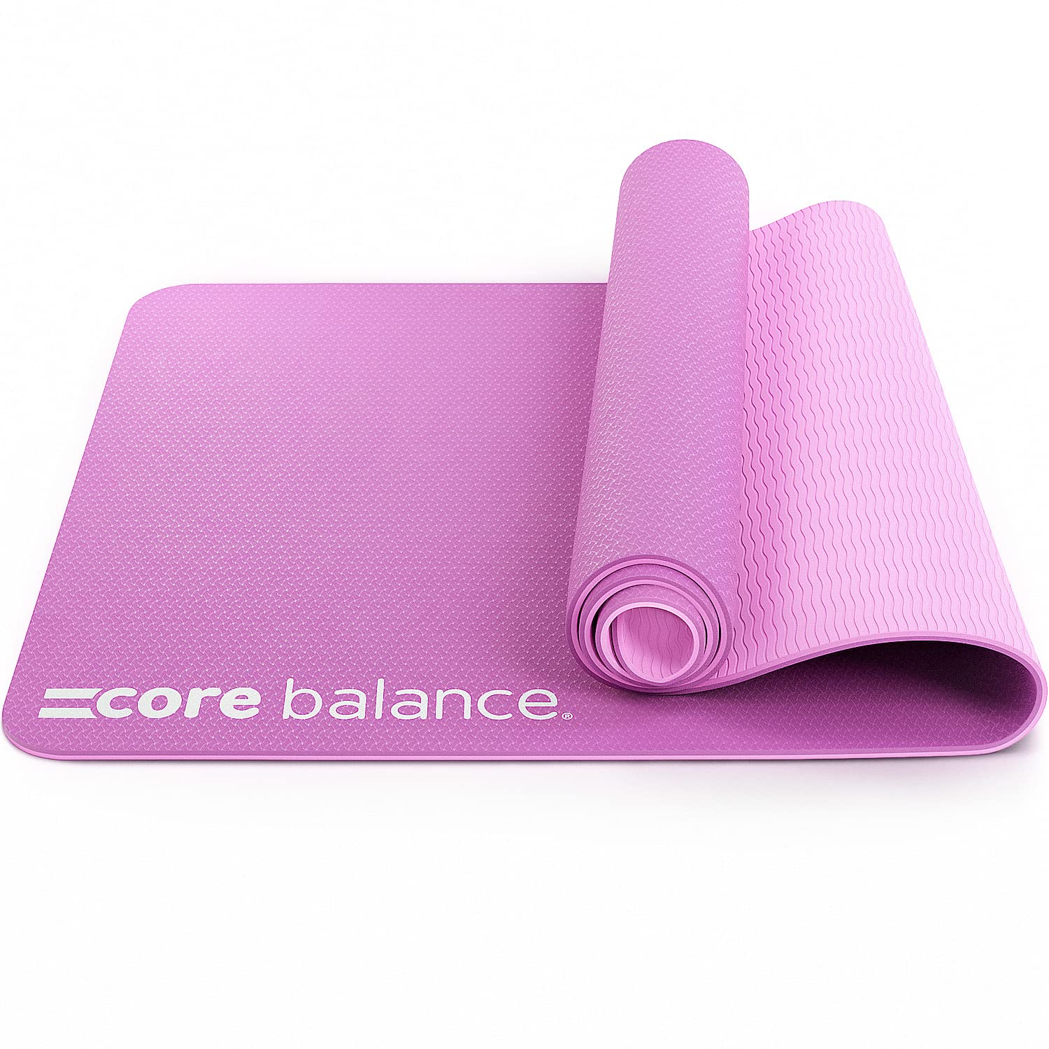 Core Balance Yoga & Pilates Mat, Non-Slip TPE Mat for Fitness & Gymnastics, 183cm x 65cm x 0.6cm (Pink Bouquet) with Carry Strap