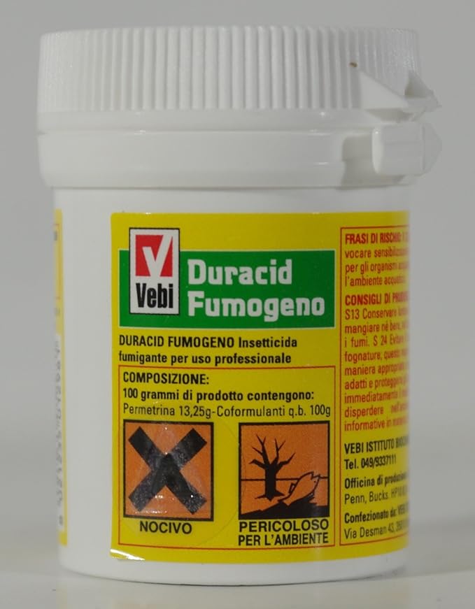 title=DURACID FUMOGENO INSETTICIDA FUMIGANTE CONFEZIONE DA 11 GRAMMI
