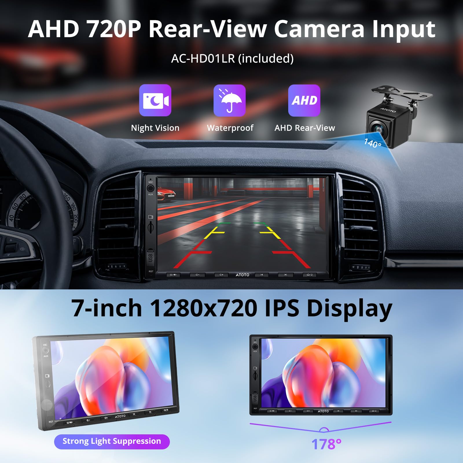 ATOTO A5L 7inch Android Double DIN Car Stereo, Wireless CarPlay & Android Auto, Wi-Fi/Bluetooth/USB Tethering, Car Radio 2G+32G, 24B-EQ DSP, Backup Camera, MirrorLink, FM/AM/GPS/SWC, A5LG2A7T-S01