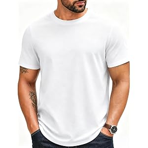 LUCKOBI Men's T Shirt Short Sleeve Crew Neck Casual Summer Basic Tee | Featherlight and breathable for all day wear,Multiple
