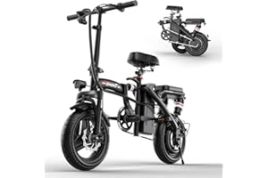 ASKGO Electric Bike for Adults Peak 1200W, Folding Electric Bike, 25MPH Max Speed, 45 Miles Long Range, 14" Electric Bicycles, 48V Removable Battery, Shock Absorbers E-Bike for Commuter, Travel