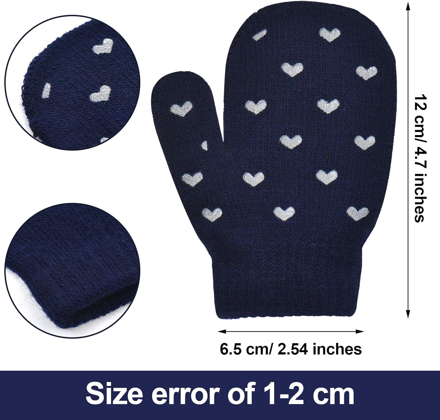 12 Pairs Toddler Knitted Gloves Stretch Full Finger Mittens Winter Warm Knitted Unisex Kid Gloves for Baby Boys and Girls Christmas Giving: Clothing