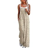 LUXVEER Jumpsuits for Women 2026 Summer Rompers Boho Floral Overalls Casual Wide Leg Long Pant One Piece Vacation Outfits