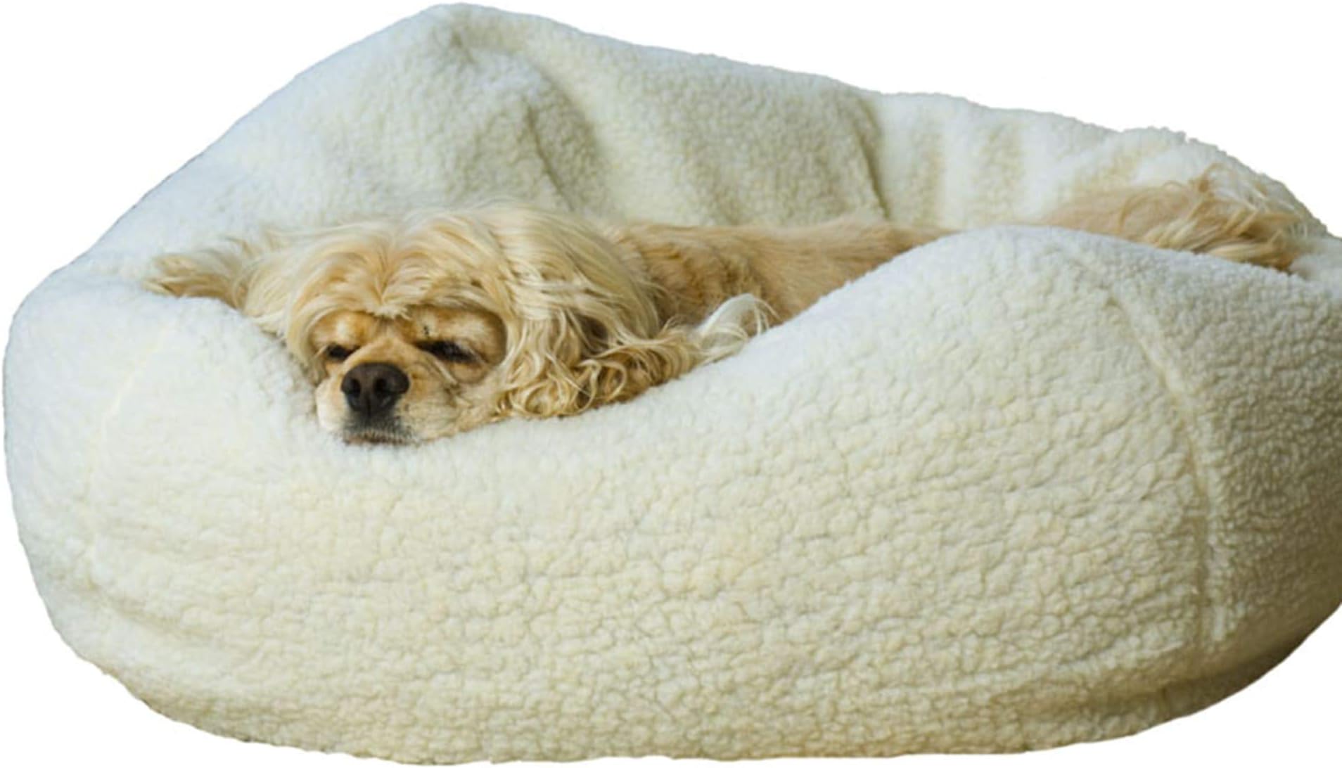 Carolina Pet Company White Sherpa Puff Ball Dog Bed