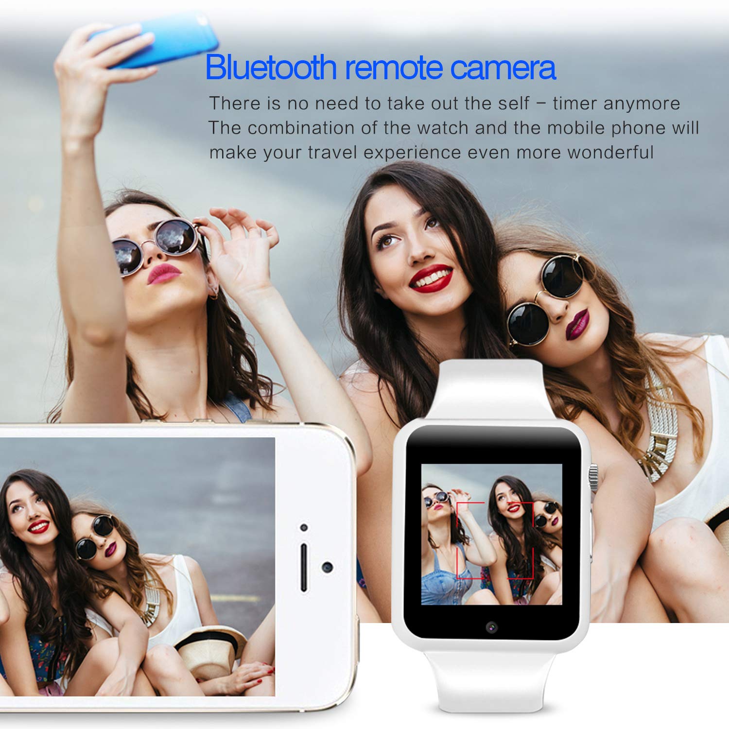 YOKEYS Bluetooth Smart Watch with Touchscreen Camera,Unlocked Watch Cell Phone with Sim Card Slot,Smart Wrist Watch,Smartwatch Phone for Android Samsung iOS iPhone X 7 8 6S Men Women Kids (New Black)