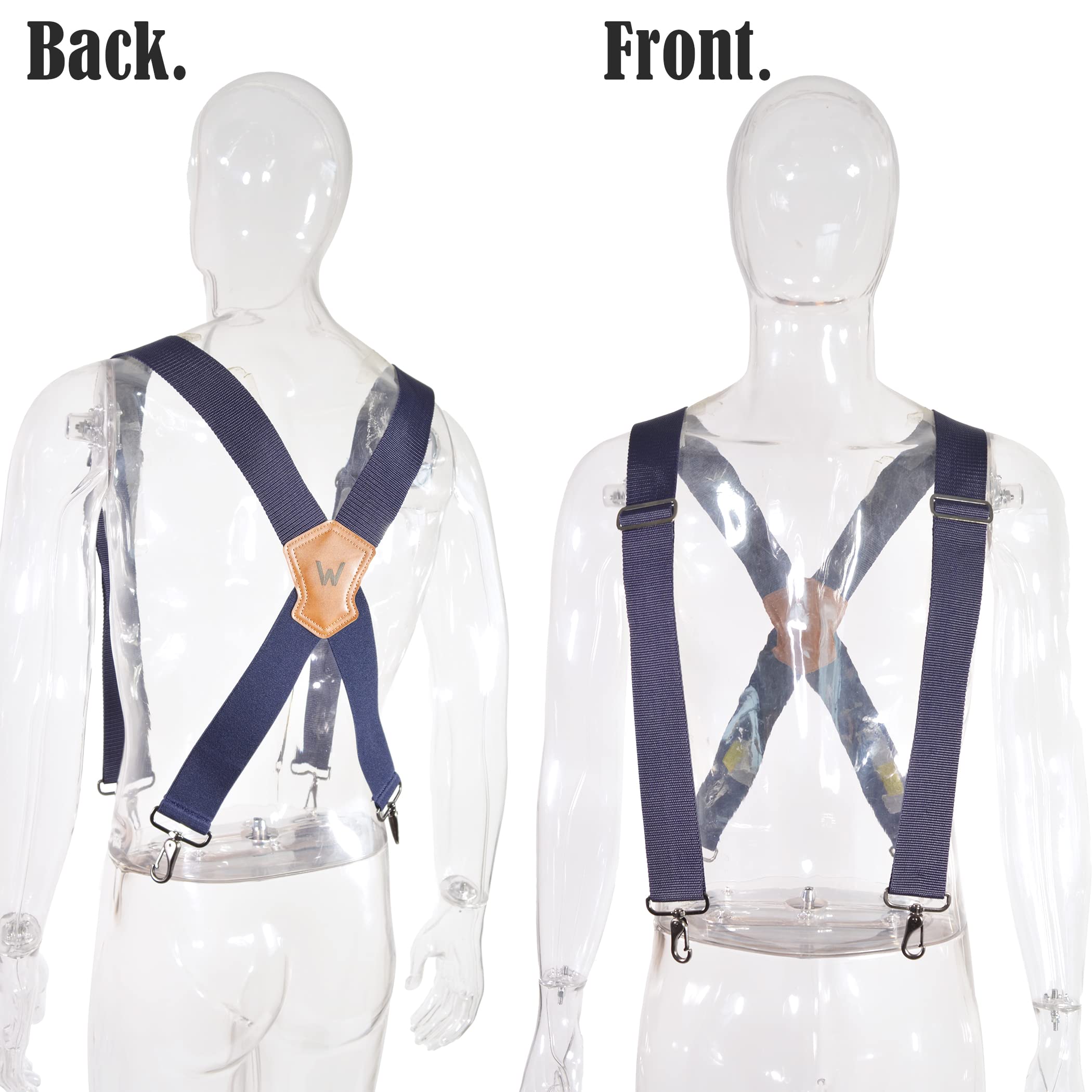 WELKINLAND Navy suspenders for men, 2 Inch Wide Work Suspenders, Heavy Duty Swivel Suspender, Mens Suspender for jeans, Big and tall suspenders for men