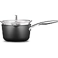 Calphalon 2029659 Premier Hard-Anodized Nonstick 3.5-Quart Pour and Strain Saucepan with Cover, Black