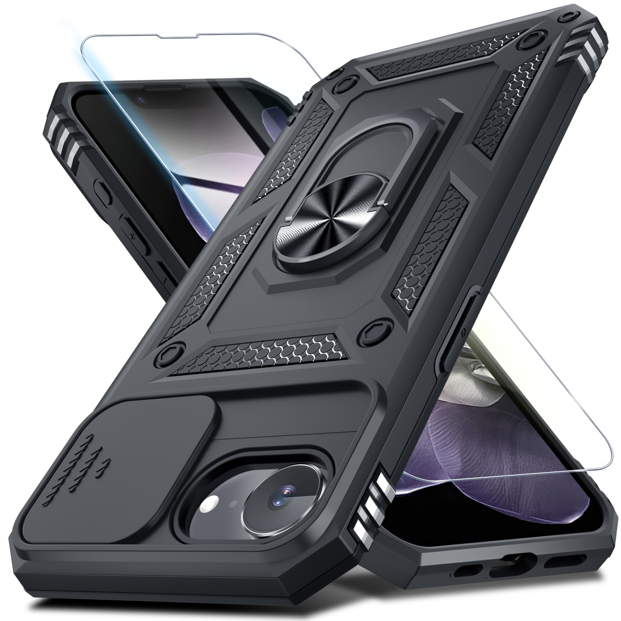 for iPhone 17e/iPhone 16e Phone Case Built in Slide Camera Lens Cover