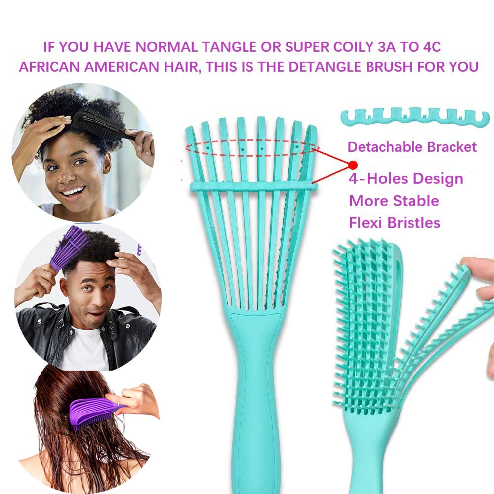 Ez Detangling Brush for Curly Hair Knots Detangler Hair Textured 3a to 4c Kinky Wavy Wet Thick Long Dry Black Natural Hair, Easy to Clean 2 Pack : Beauty