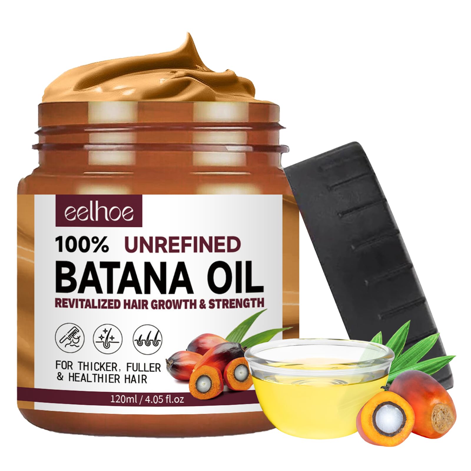 Batana Oil for Hair Growth,120ml Organic Batana Oil,Repairs Damaged Hair,Eliminates Split Ends and Enhances Hair Thickness for Healthier,Thicker