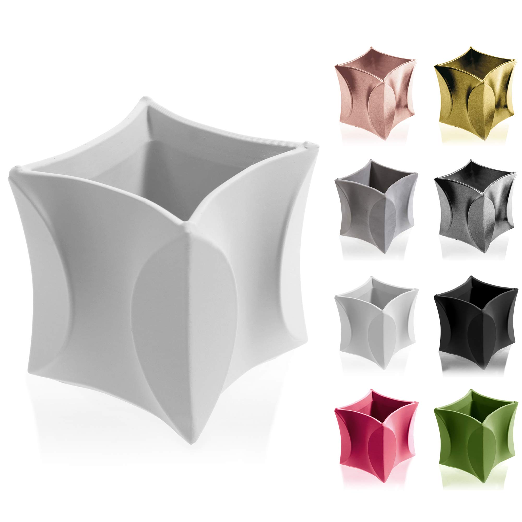 CONCRETTE Flower Pot, Matte White, 10x8x8 cm