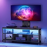 DWVO Black TV Stands for Living Room w/Power Outlet, TV Stand with Mount, LED Entertainment Center for 70/65/60 inch TV, Height Adjustable TV Console Cabinet, Black