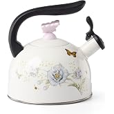 Lenox Butterfly Meadow Enamelware Tea Kettle, 84.5oz | dishwasher safe | floral design | for stovetop | 8.66 inch, 84.5oz, gift for women, kitchen kettle, kettle item