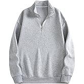 VIPWOLF Men's Quarter Zip Up Sweatshirts Long Sleeve Mock Neck Thermal Pullover Top