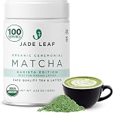 Jade Leaf Ceremonial Grade Matcha Powder, 100g / 3.53oz Tin | Barista Edition - Best for Matcha Lattes, Warm or Iced! - Authe