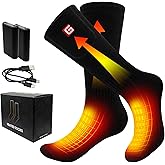 GEMSTONEGO Heated Socks for Men & Women, Electric Rechargeable Battery Powered Thermal Warm Winter Washable Heated Socks for Outdoor Sports, Hiking, Climbing, Hunting Foot Warmer