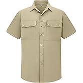 linlon Safari Shirt Men Short Sleeve UPF 50 UV Sun Protection Quick Dry Hiking Fishing Shirts