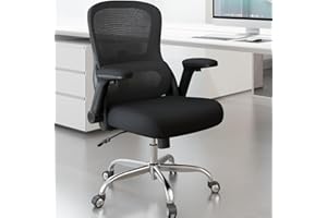 Veratric Office Chair Ergonomic Desk Chair Comfy: 400LBS Mesh Computer Chair Ergonomic Gaming Chairs with Wheels Adjustable Lumbar Support and Flip up Armrest-Swivel Executive Chairs Long Hours(Black)