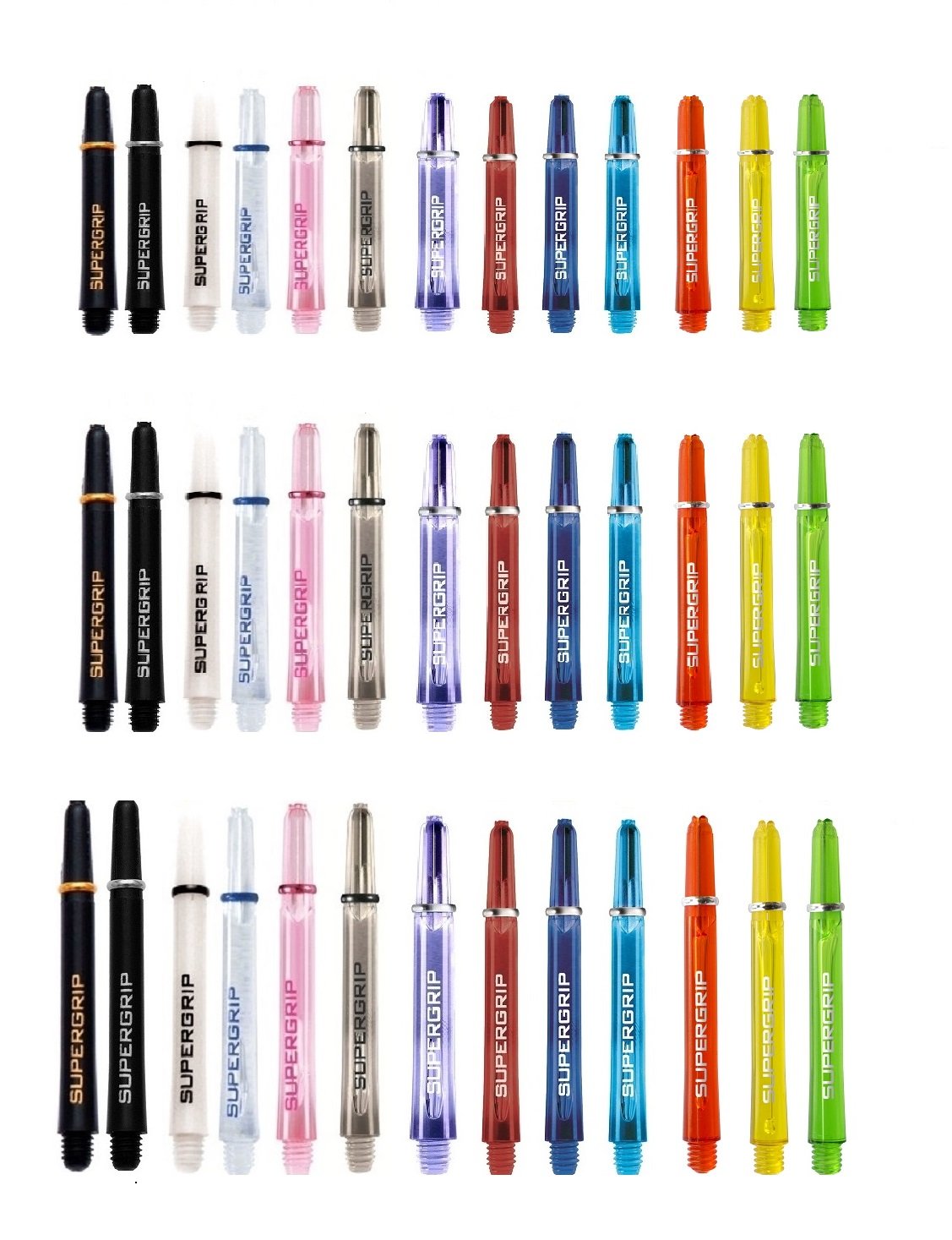 HARROWS SUPERGRIP STEMS - 13 COLOURS & 3 LENGTHS - Choose how many sets required ! (Green, Short - 1 Set)
