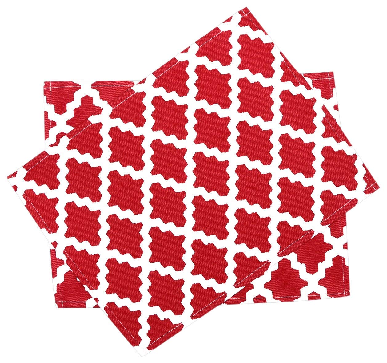 Penguin Home® - 100% Cotton Placemats Set of 6 - Soft, Durable & Super Absorbent - Stylish Design to Enhance Your Table Setting - Machine Washable - 33 x 45cm - Patterned Red