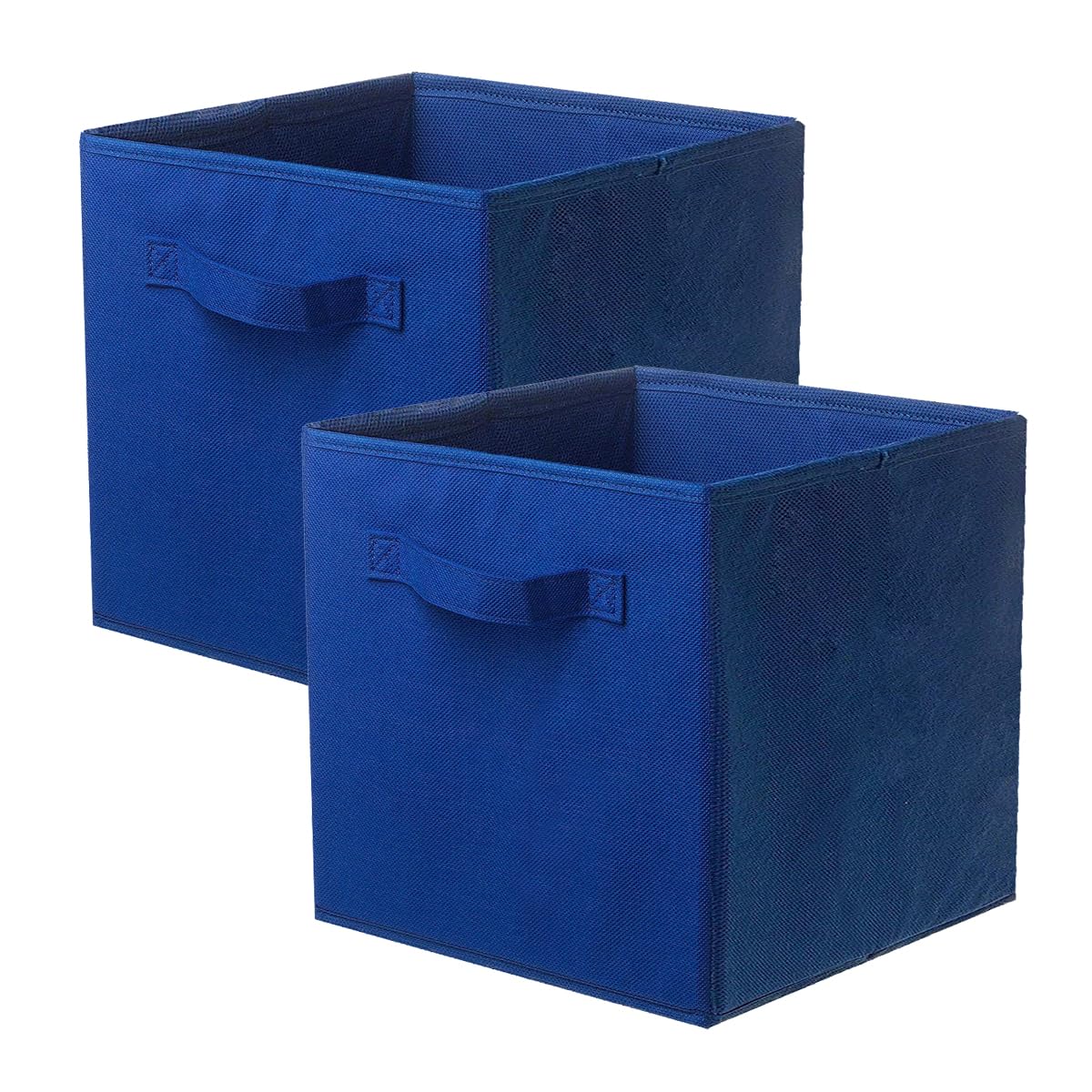 PowerKing Fabric Storage Box Organiser, 2-Piece Foldable Storage Cube Storage Box in Cube Shape – Blue