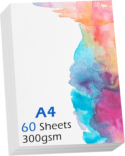 LUFEEMGA 60 Sheets A4 Watercolour Paper 300GSM 140 lb Cold-Pressed