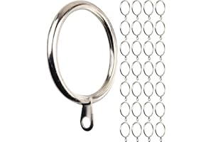 Meriville 28 pcs Satin Nickel 2-Inch Inner Diameter Metal Curtain Rings with Eyelets