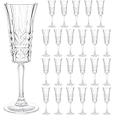 LEYIQU 6oz Plastic Champagne Flutes, Unbreakable Champagne Glasses Shatterproof Reusable Mimosa Prosecco Wine Stemware for Wedding Toasting Bachelorette Party Holidays (Set of 24, Clear)