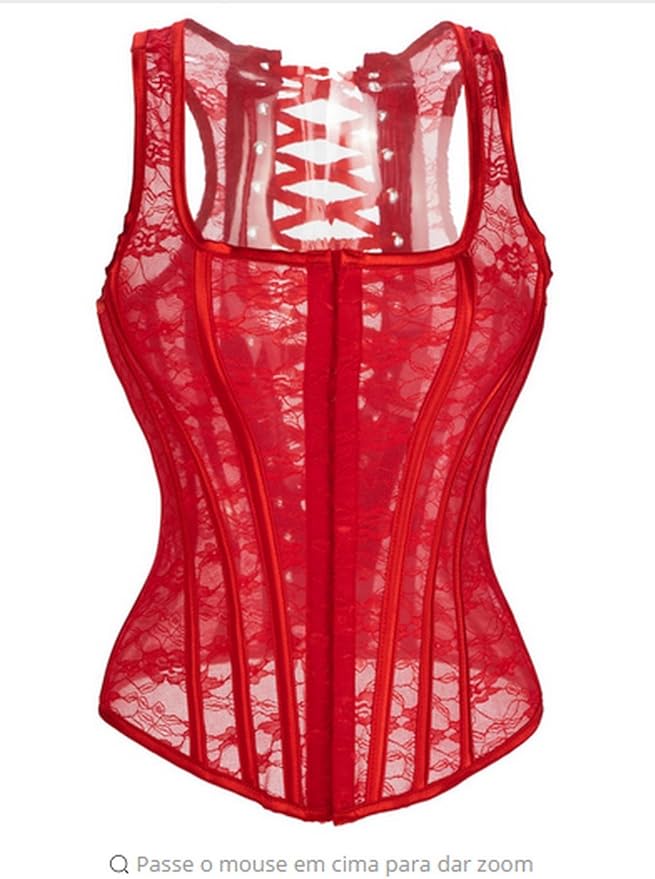 LPTA003RED Transparent Lace Corselet corset Corsets with straps And