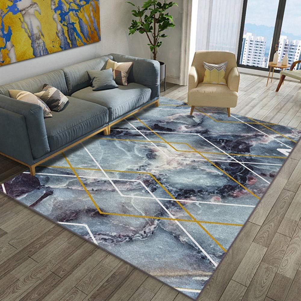 Home Modern Area Rug Living Room Blue Cracked Marble 7MM