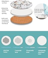 LIFVER Terrazzo Coasters with Holder Set 6 Absorbent Cork Back 4 in view 2