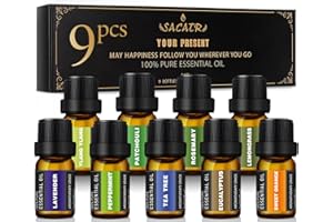 SACATR Essential Oils Set -100% Natural Essential Oils -Perfect for Diffusers, Aromatherapy,Humidifiers,Massage,Skin & Hair Care, DIY Candle and Soap Making,9x5 ML(0.17oz）
