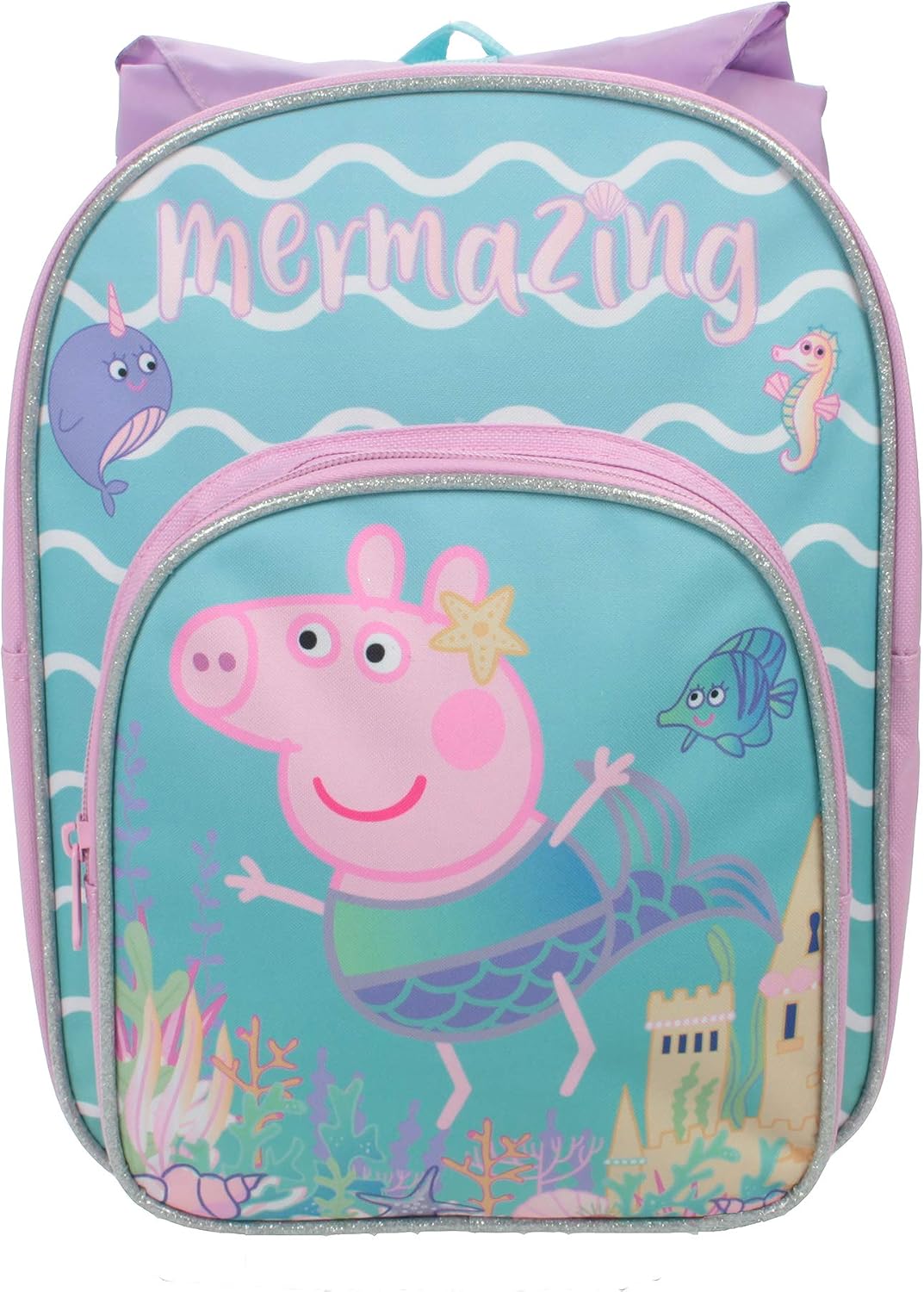 Peppa Pig Mel Arch with Hood Kids Backpack, Girls Pink Canvas Rucksack, Perfect Children School Bag, Nursery Or Preschool Bag