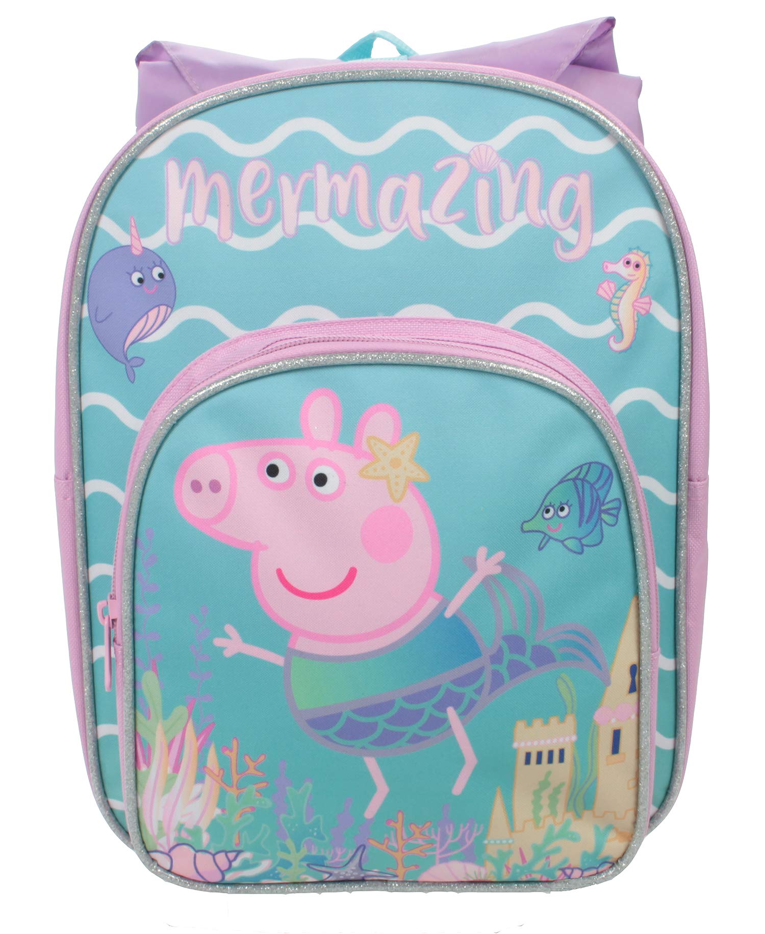 Peppa Pig Mel Arch with Hood Kids Backpack, Girls Pink Canvas Rucksack, Perfect Children School Bag, Nursery Or Preschool Bag, Kids Toddlers Holiday Travel Bag
