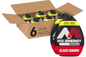 MiO Energy Water Enhancer - Black Cherry Naturally Flavored Liquid Water Flavoring Drops Drink Mix with Caffeine & B Vitamins (6 ct Pack, 1.62 fl oz Bottles) packaging may vary