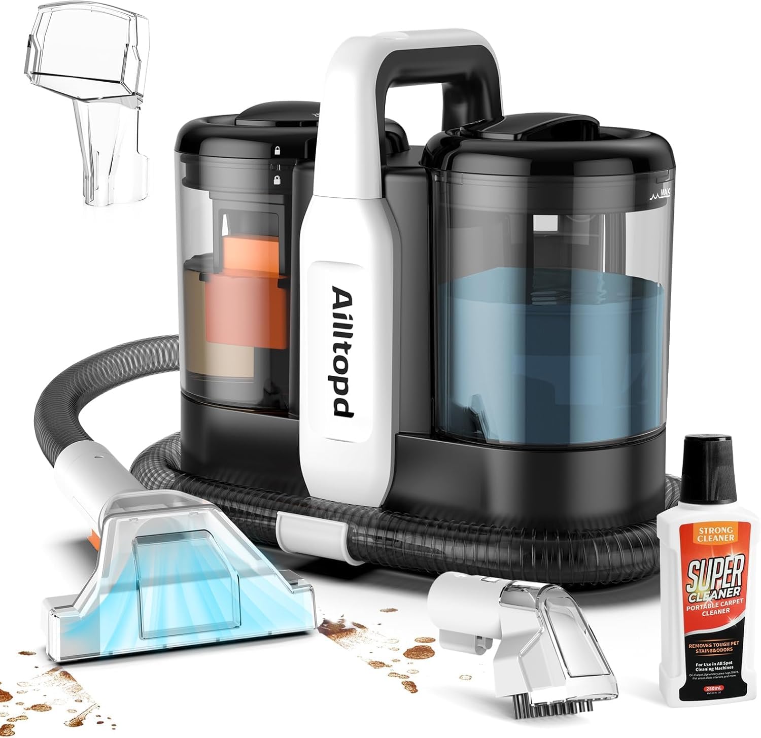 Photo 1 of Ailltopd Portable Carpet & Upholstery Spot Cleaner, 15Kpa Powerful Suction & Couch Cleaner, Deep Cleaning for Carpet, Car, Pets, Stairs, Furniture, Self Cleaning System and Cleaner Solution