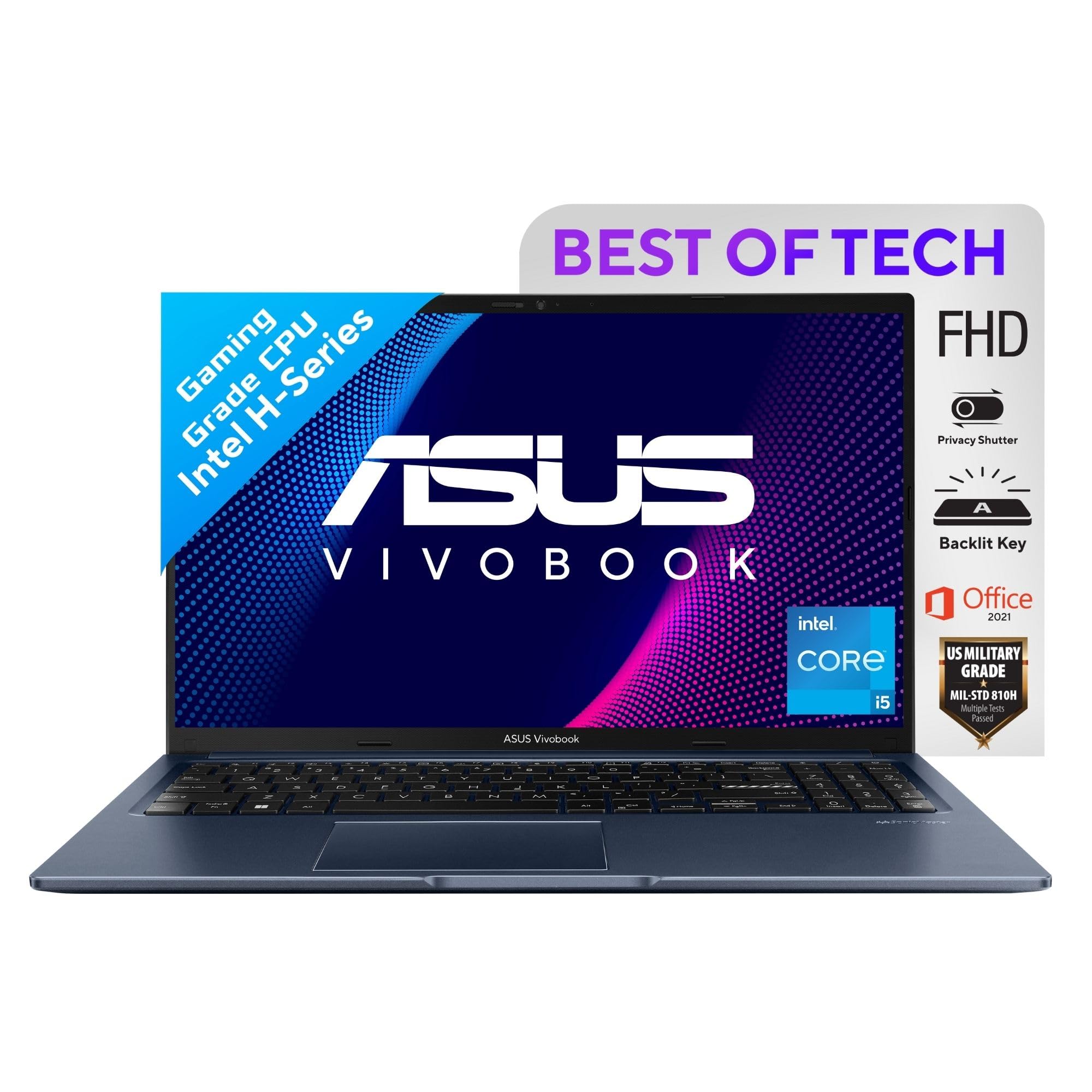 ASUS Vivobook 15 (2023), Intel Core I5-13500H 13Th Gen, Thin and Light Laptop, 15.6" (39.62 Cms) Fhd, (16Gb/512Gb SSD/Intel Iris X?/Win 11/Office 2021/Backlit Kb/Blue/1.7 Kg), X1502Va-Nj541Ws