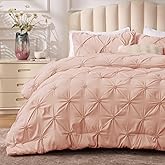 BEDELITE Dusty Pink King Size Comforter Set - 3 Pieces Boho Pintuck Bedding Comforter Sets, Lightweight Soft & Warm King Bedding Set with 2 Pillowcases for All Season