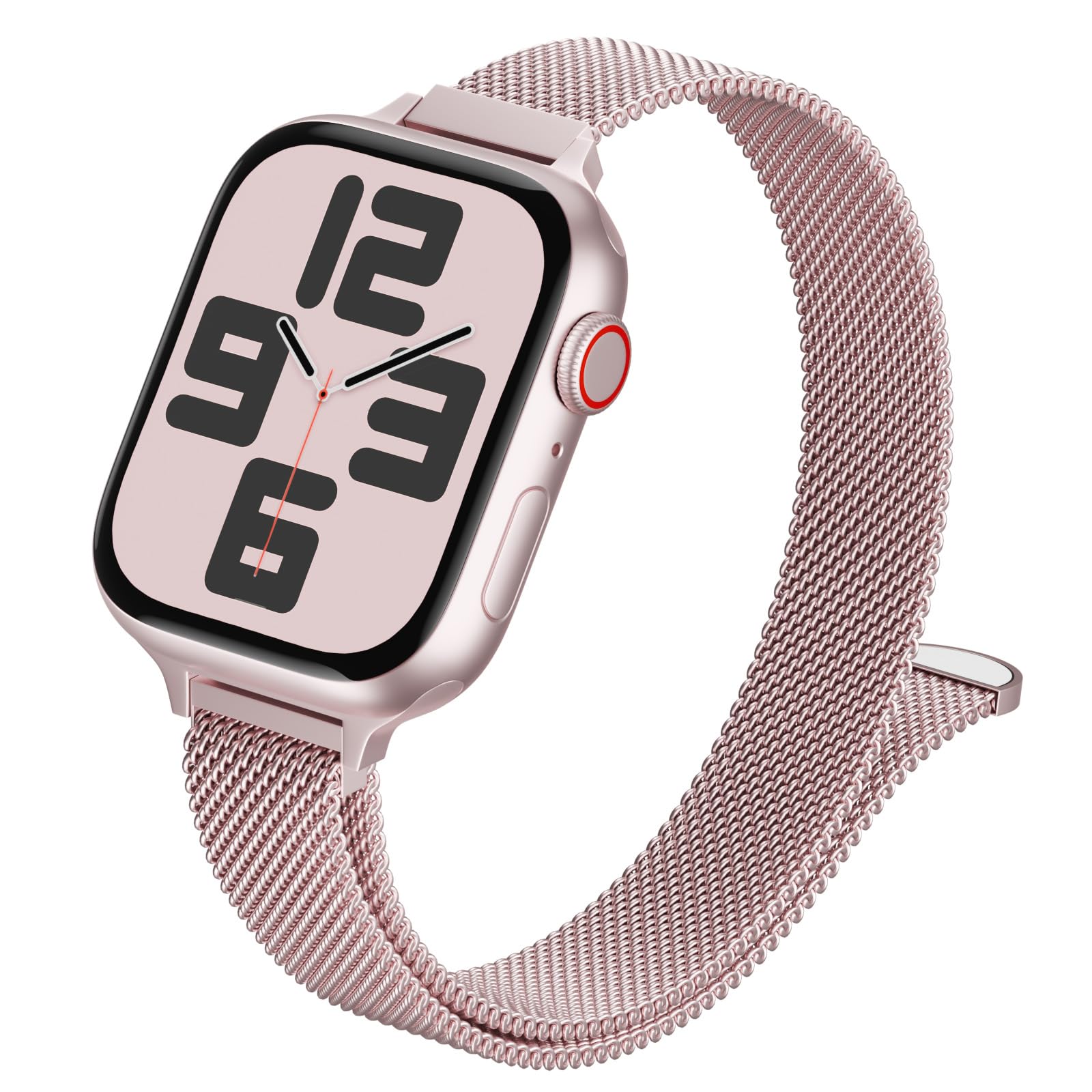 Slim Mesh Loop Band Compatible with Apple Watch Bands 38mm 40mm 41mm 42mm 44mm 45mm 46mm 49mm, Stainless Steel Thin Magnetic Metal Strap for iWatch Series 10/9/8/SE/7/6/5/4/3/2/1 Ultra Women Men