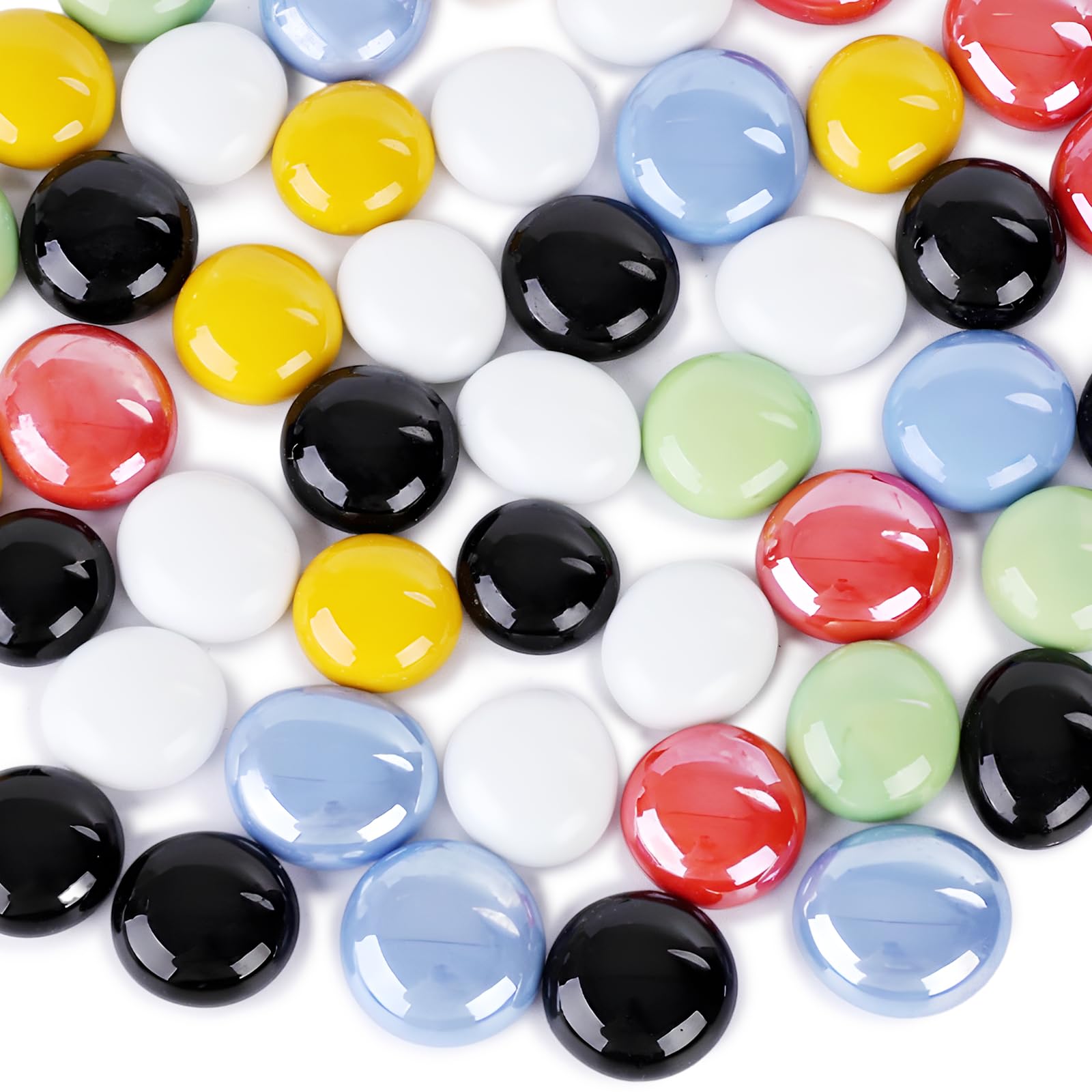 Photo 1 of FUTUREPLUSX 50PCS Colorful Flat Glass Marbles, Solid Color Glass Beads Bulk Vase Filler Crystals Gemstones for Table Aquarium Home Decoration DIY Craft