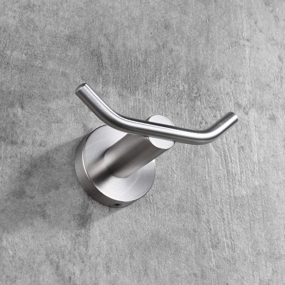 DESFAU Double Robe Hook, 304 Stainless Steel Coat and Towel Hooks for Bathroom Wall Mounted, Brushed Nickel: Home & Kitchen
