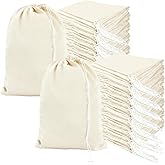 PEDOBALI 108 Pcs Drawstring Cotton Bags 8 x 10 Inch Muslin Storage Bags for Storage Teas Spices Soaps Candy Jewellery Handicrafts