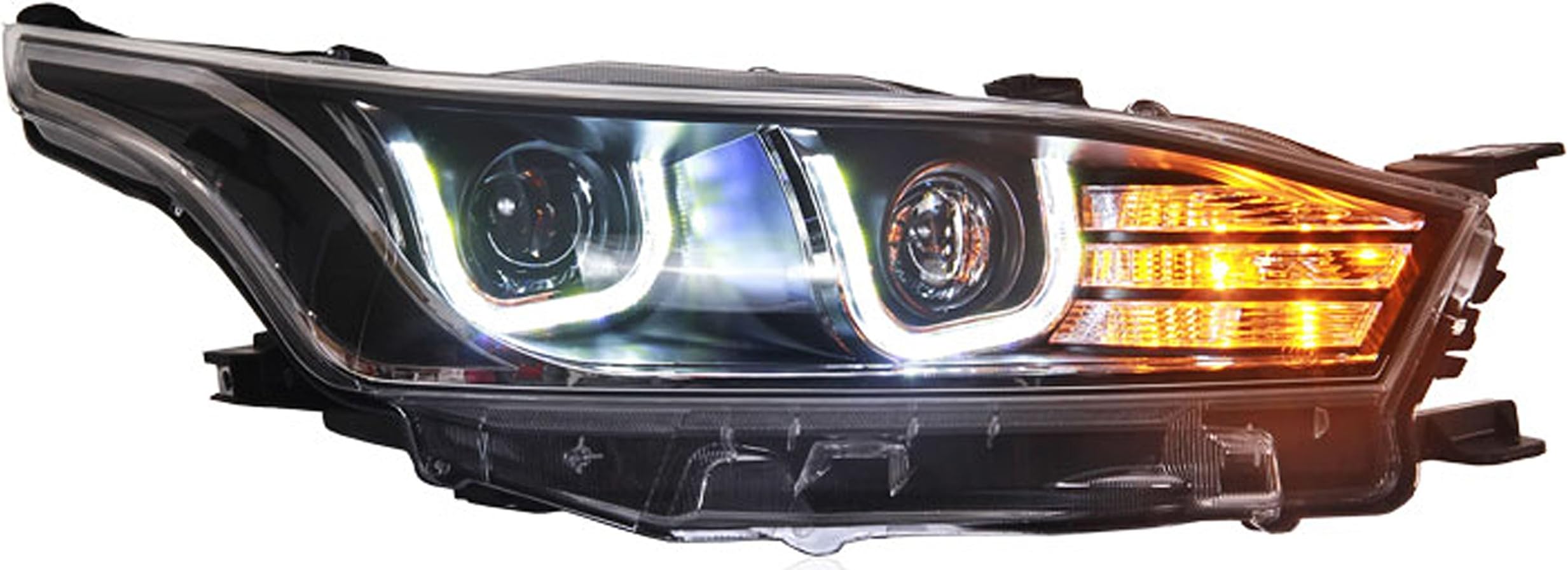 Tluuze 13-15 Toyota Yaris Hatchback Headlight Assembly with Bulbs, One Pair