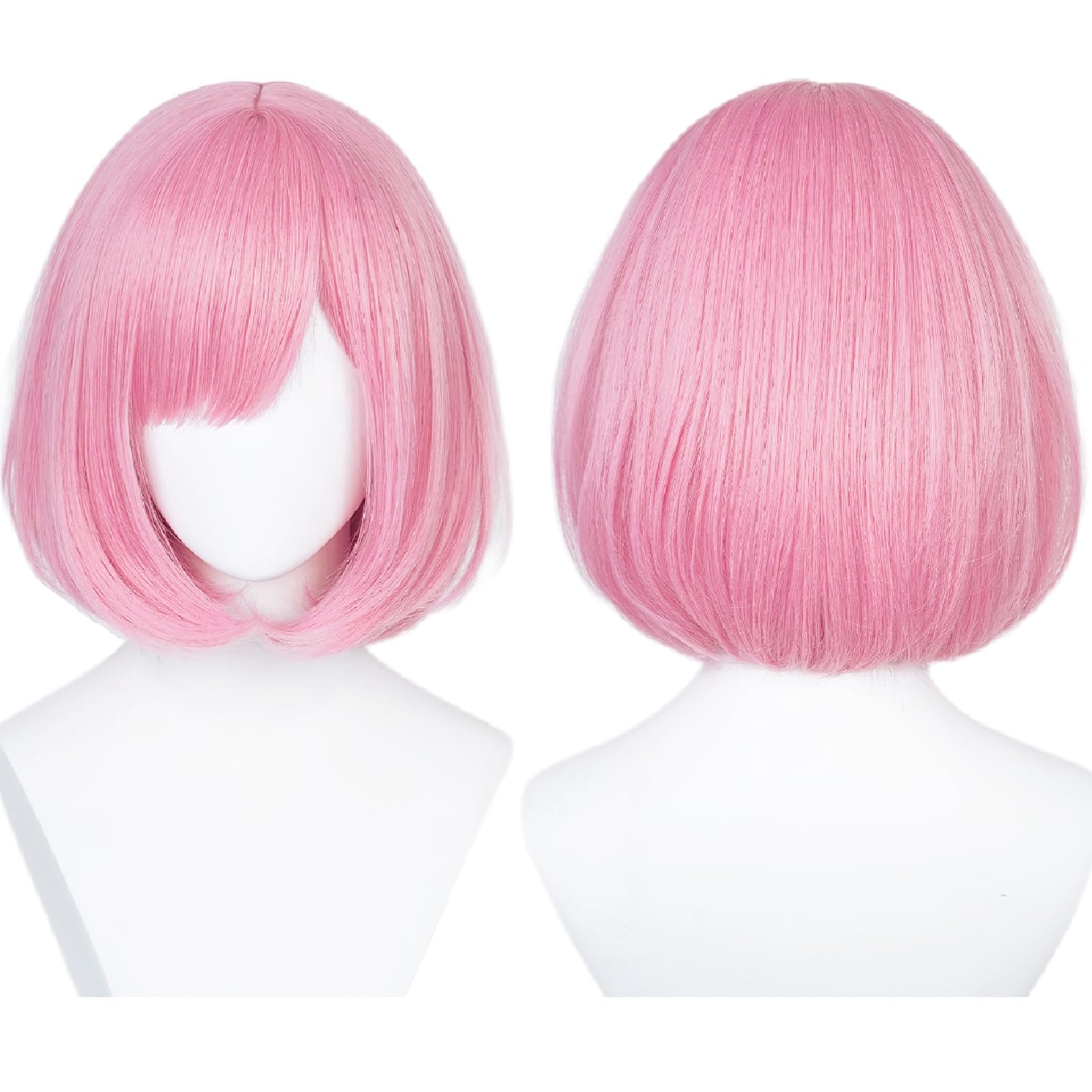 Photo 1 of Wiggy Mermaid Pink Bob Wig for Ootori Emu Cosplay Project Sekai Costume Short Straight Synthetic Wig + Wig Cap 20.8'' - 22.8''