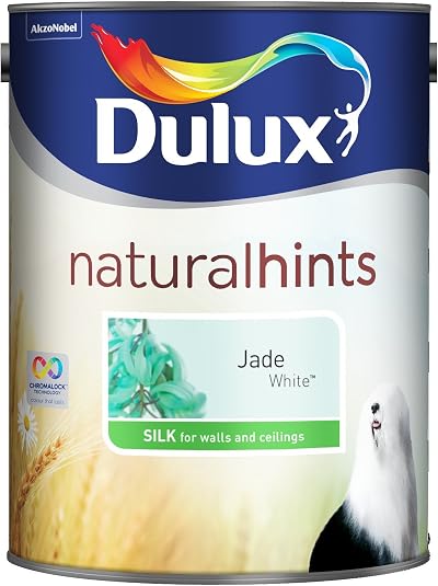 Dulux 500007 DU Silk Emulsion Paint 5L Jade White Walls Ceilings Shine