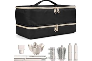 Chelvvg Waterproof Travel Carrying Case for Hair Dryer Shark Flexstyle FlexFusion Airwrap Brush Double-Layer Hair Accessories Tools Storage Bag for Revlon Hairdryer Styler Organizer, Black