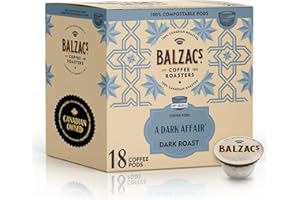 Balzac's Coffee Roasters | 100% Compostable Pods | Single Serve K-Cup Pods | (A Dark Affair, Pack of 1)