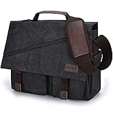 Messenger Bag for Men,Water Resistant Canvas Satchel 14 15.6 17 Inch Laptop Briefcases Business Shoulder Bag by RAVUO