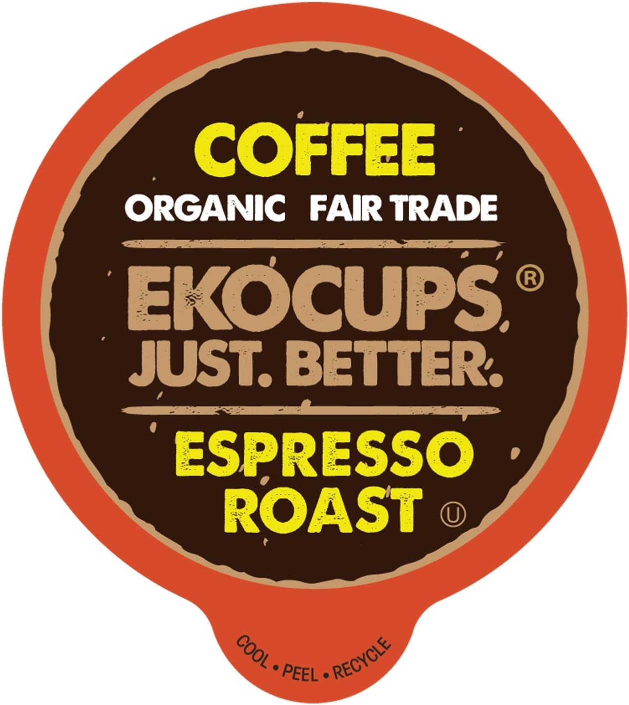 EKOCUPS Organic Coffee Pods, Bold & Strong Espresso Roast Flavor - USDA Certified Organic - Single Serve Cups for Keurig K Cup Brewers, Box of Recyclable Capsules Espresso Dark Roast ,40 Count
