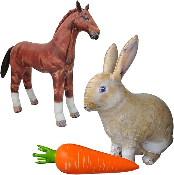 Amazon Co Jp Jet Creations An R2ch インフレータブル ウサギ ニンジン 馬 3個パック サファリ ファームデコレーション 誕生日 子供 大人用 スポーツ アウトドア